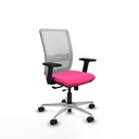 Haches traslack malla blanca similpiel rosa brazos 2D base aluminio ruedas 65mm nailon