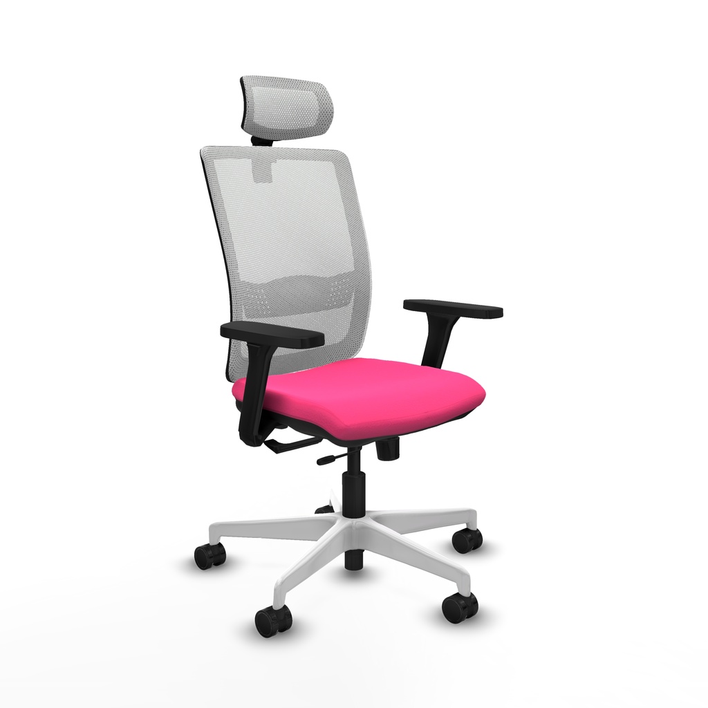 Haches traslack malla blanca similpiel rosa brazos 3D base blanca cabecero malla 2D ruedas 65mm nailon