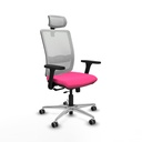 Haches traslack malla blanca similpiel rosa brazos 3D base aluminio cabecero malla 2D ruedas 65mm engomadas