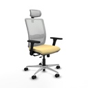 Haches traslack malla blanca similpiel crema brazos 3D base aluminio cabecero malla 2D ruedas 65mm nailon