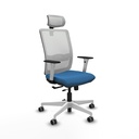 Haches traslack malla blanca similpiel azul claro brazos blancos base blanca cabecero malla 2D ruedas 65mm engomadas
