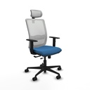 Haches traslack malla blanca similpiel azul claro brazos 1D base nailon cabecero malla 2D ruedas 65mm nailon