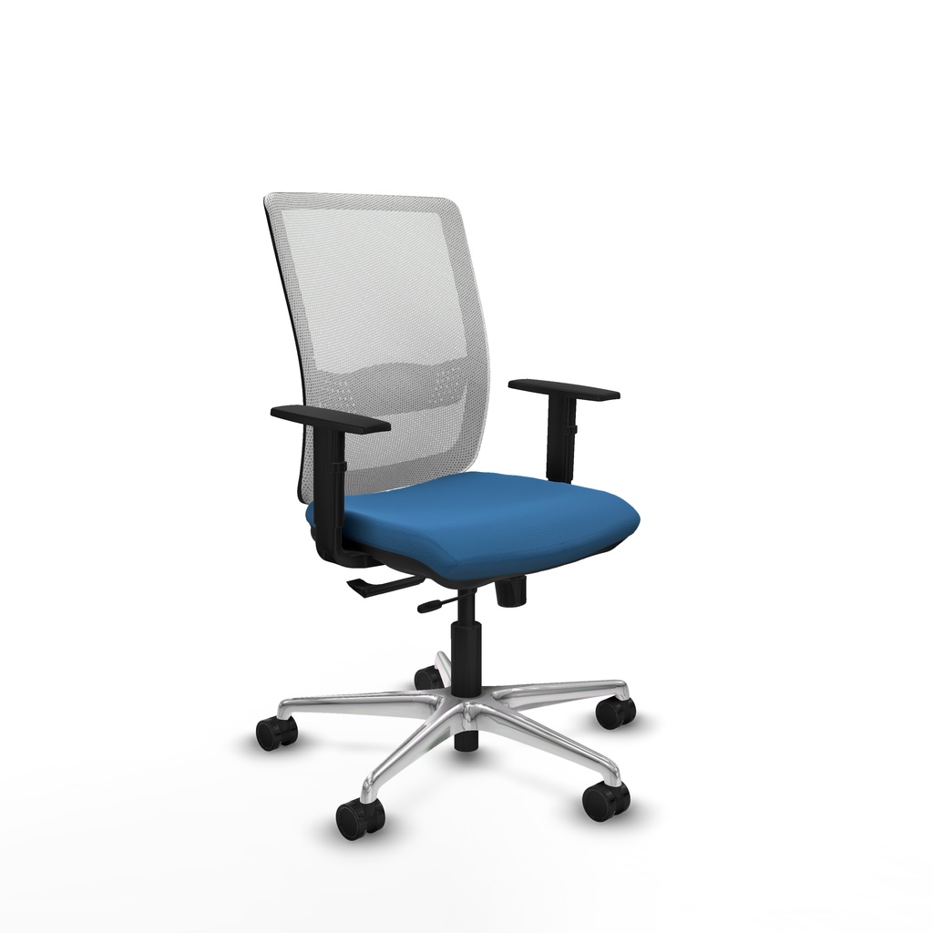 Haches traslack malla blanca similpiel azul claro brazos 1D base aluminio ruedas 65mm nailon