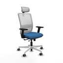 Haches traslack malla blanca similpiel azul claro brazos 2D base blanca cabecero malla 2D ruedas 65mm engomadas