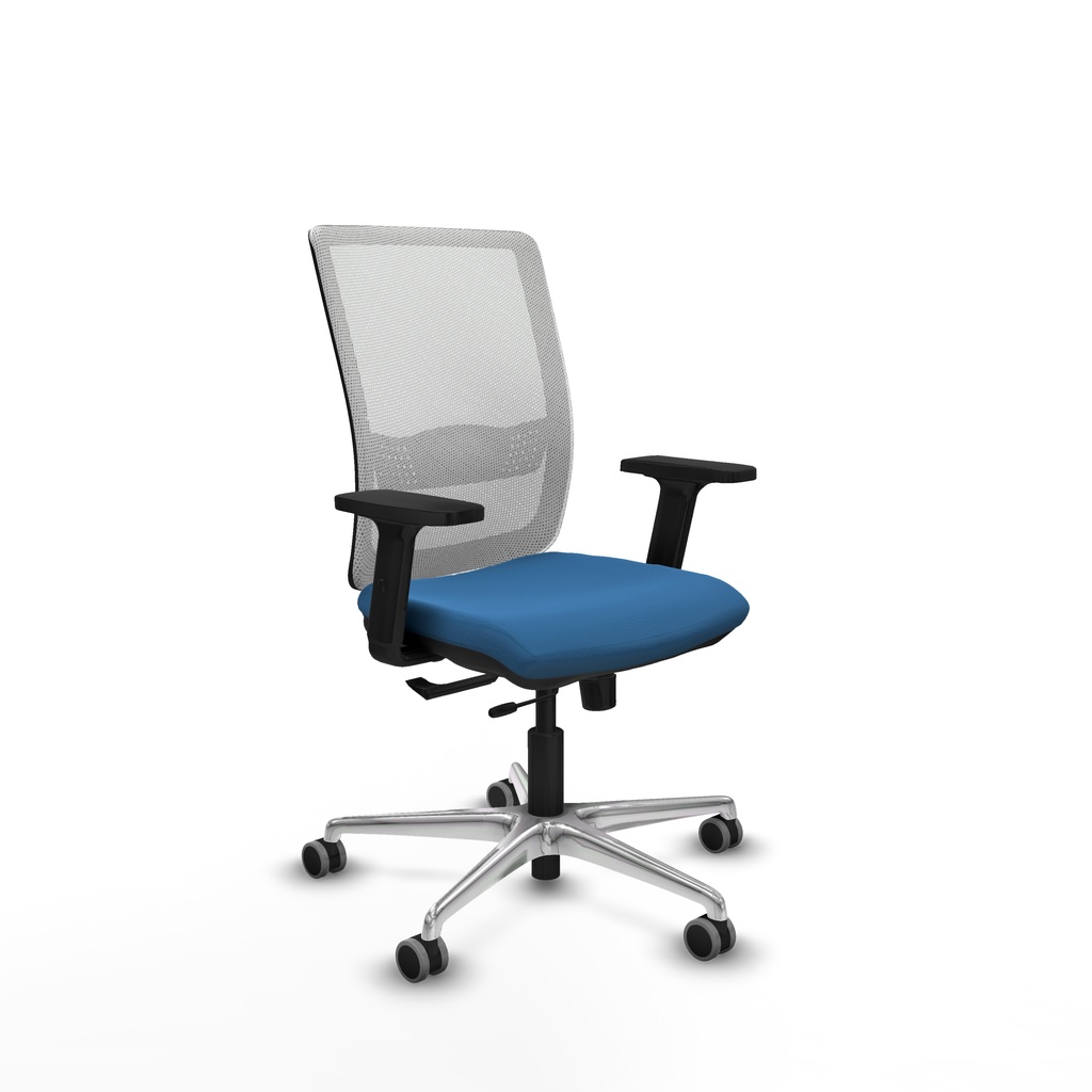 Haches traslack malla blanca similpiel azul claro brazos 2D base aluminio ruedas 65mm engomadas