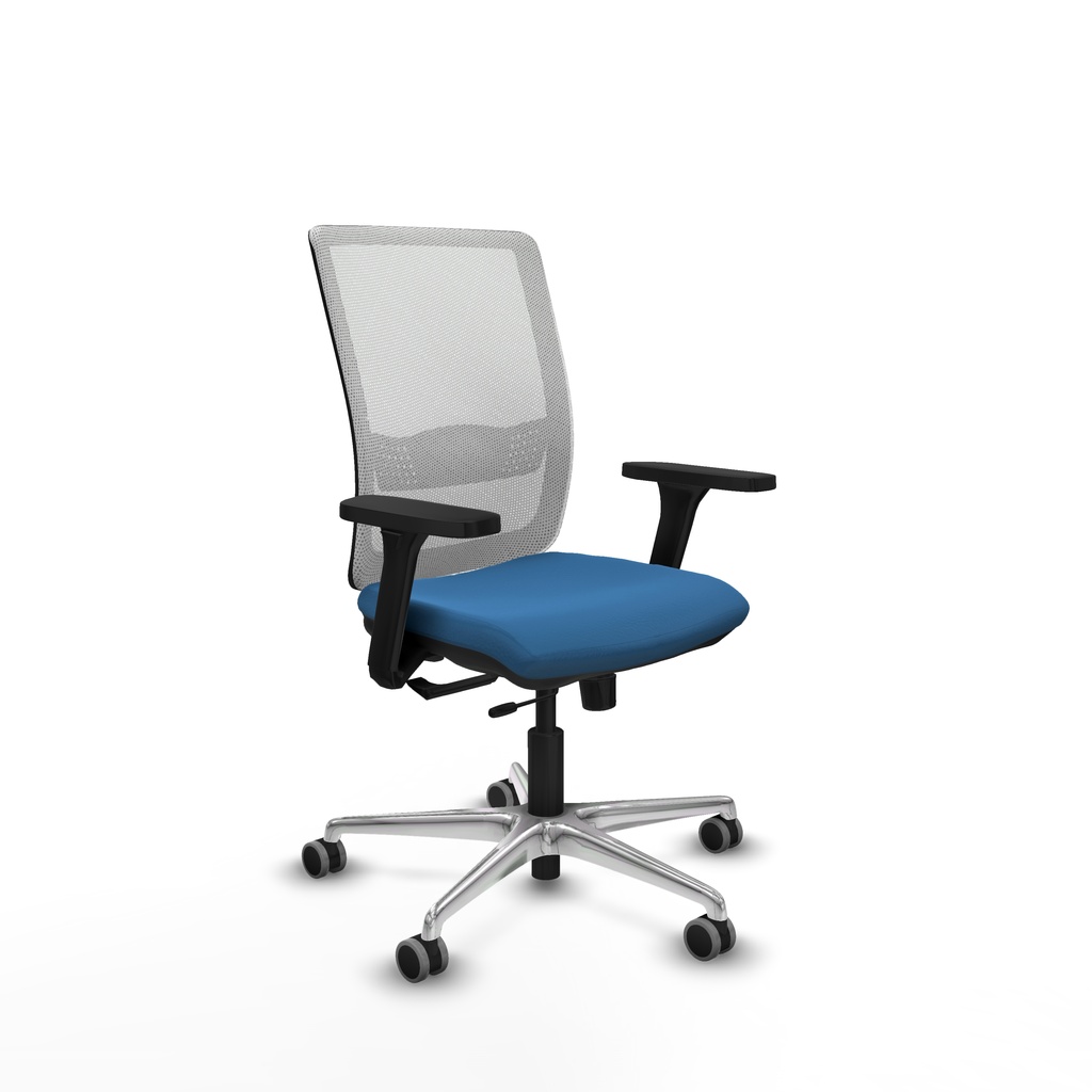 Haches traslack malla blanca similpiel azul claro brazos 3D base aluminio ruedas 65mm engomadas