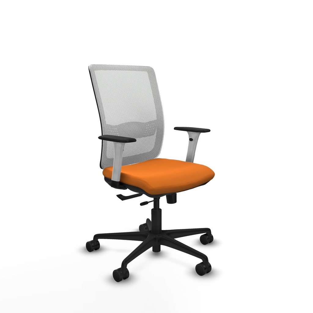 Haches traslack malla blanca similpiel naranja brazos blancos base nailon ruedas 65mm nailon