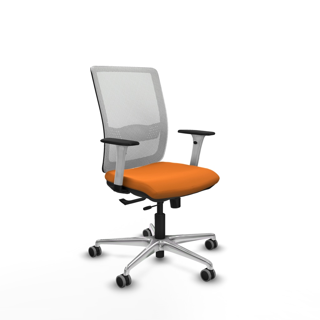 Haches traslack malla blanca similpiel naranja brazos blancos base aluminio ruedas 65mm engomadas