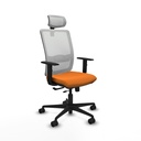 Haches traslack malla blanca similpiel naranja brazos 1D base nailon cabecero malla 2D ruedas 65mm nailon