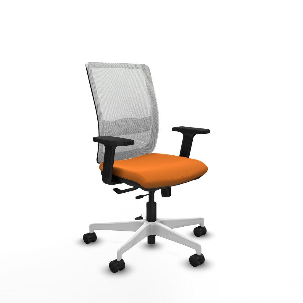 Haches traslack malla blanca similpiel naranja brazos 2D base blanca ruedas 65mm nailon