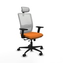 Haches traslack malla blanca similpiel naranja brazos 2D base nailon cabecero malla 2D ruedas 65mm nailon