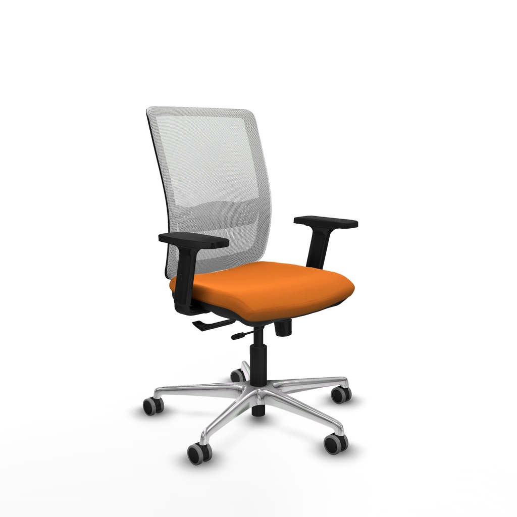 Haches traslack malla blanca similpiel naranja brazos 2D base aluminio ruedas 65mm engomadas