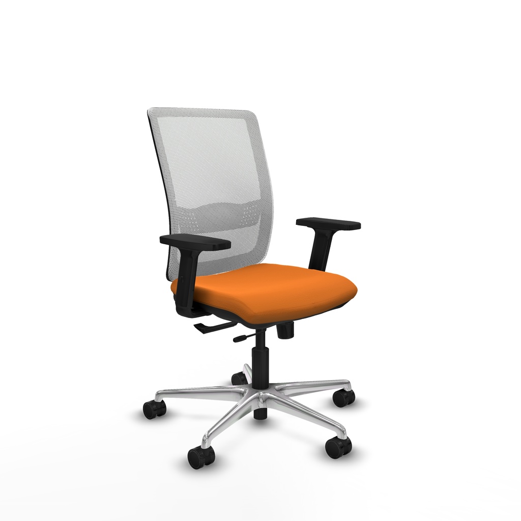 Haches traslack malla blanca similpiel naranja brazos 2D base aluminio ruedas 65mm nailon