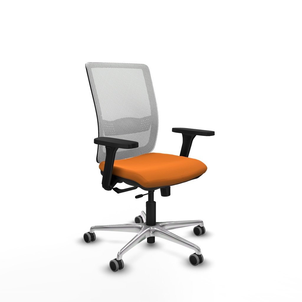 Haches traslack malla blanca similpiel naranja brazos 3D base aluminio ruedas 65mm engomadas