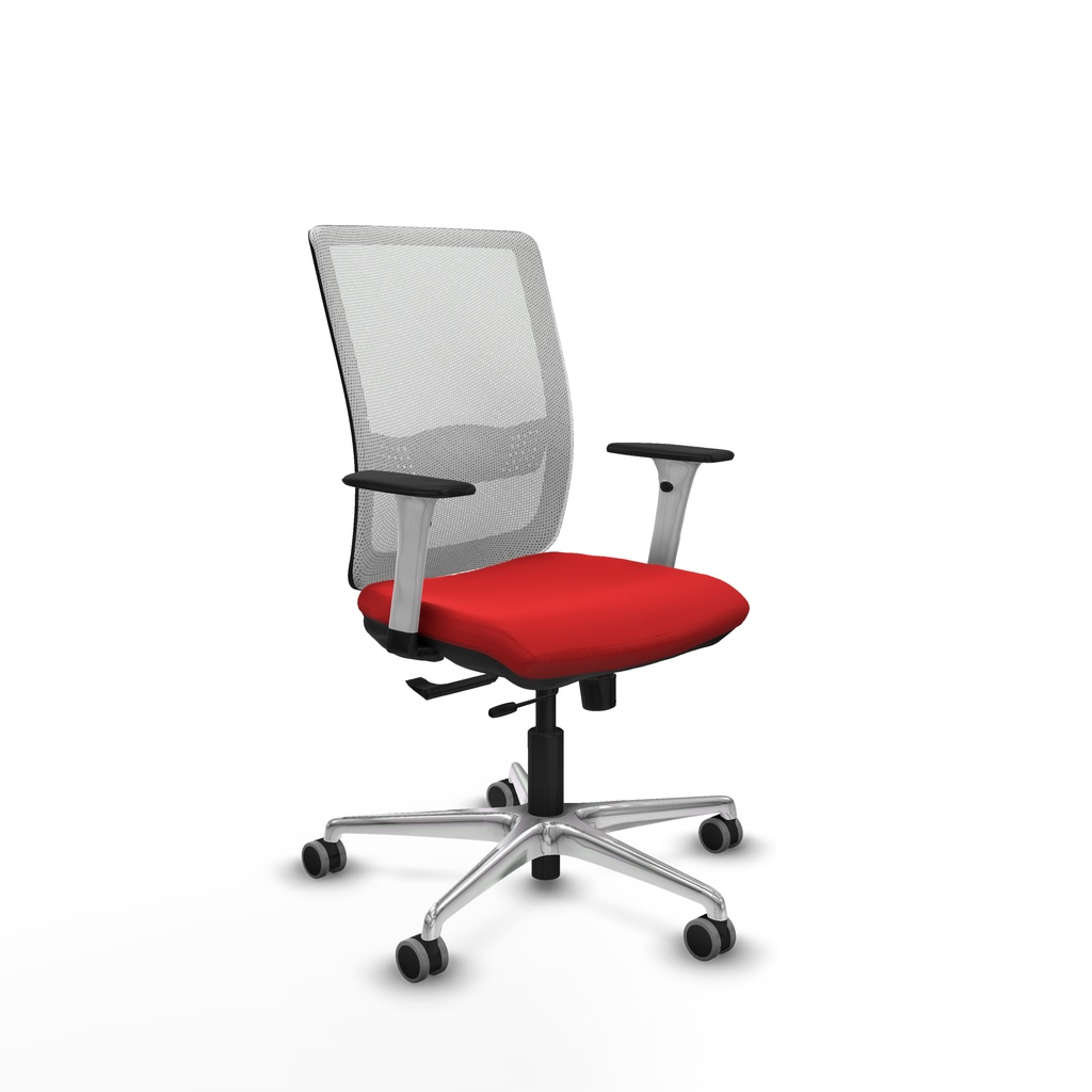 Haches traslack malla blanca similpiel rojo brazos blancos base aluminio ruedas 65mm engomadas