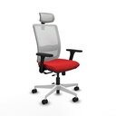 Haches traslack malla blanca similpiel rojo brazos 3D base blanca cabecero malla 2D ruedas 65mm nailon