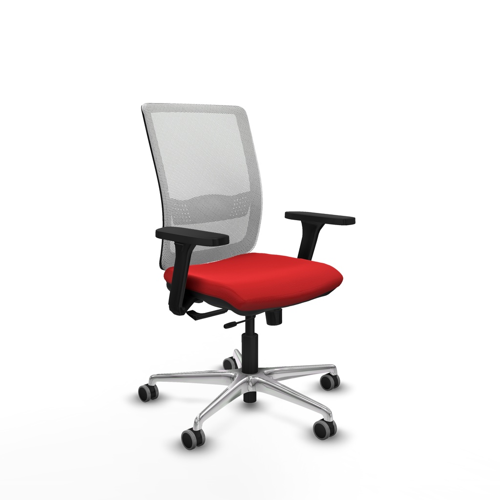 Haches traslack malla blanca similpiel rojo brazos 3D base aluminio ruedas 65mm engomadas