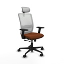 Haches traslack malla blanca similpiel marrón brazos 2D base nailon cabecero malla 2D ruedas 65mm nailon