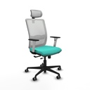 Haches traslack malla blanca similpiel turquesa brazos blancos base nailon cabecero malla 2D ruedas 65mm engomadas