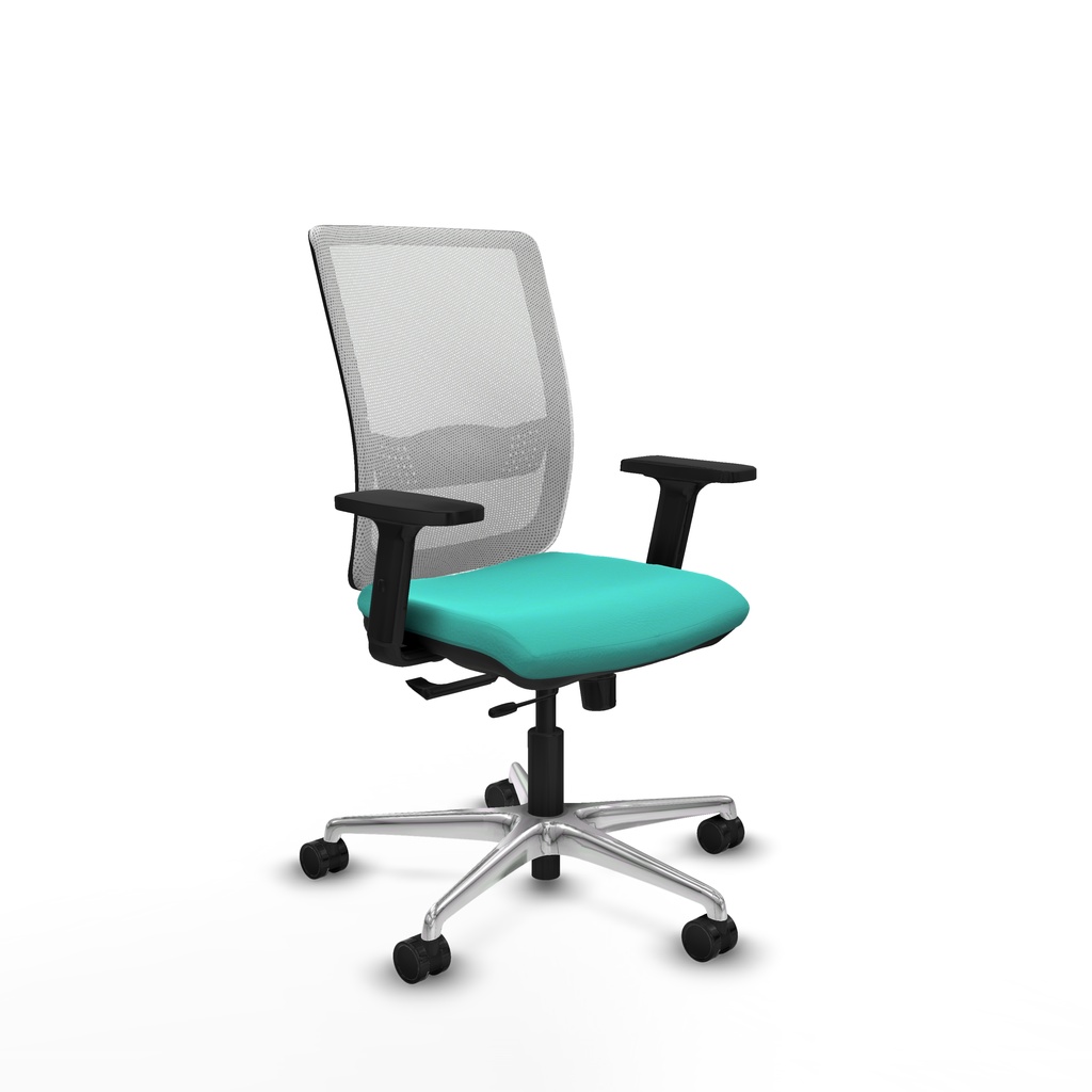 Haches traslack malla blanca similpiel turquesa brazos 2D base aluminio ruedas 65mm nailon