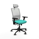Haches traslack malla blanca similpiel turquesa brazos 3D base nailon cabecero malla 2D ruedas 65mm engomadas