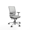 Haches traslack malla blanca similpiel gris claro brazos blancos base aluminio ruedas 65mm engomadas