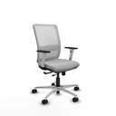 Haches traslack malla blanca similpiel gris claro brazos blancos base aluminio ruedas 65mm nailon