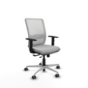 Haches traslack malla blanca similpiel gris claro brazos 1D base aluminio ruedas 65mm engomadas