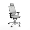 Haches traslack malla blanca similpiel gris claro brazos 1D base aluminio cabecero malla 2D ruedas 65mm engomadas