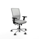 Haches traslack malla blanca similpiel gris claro brazos 2D base aluminio ruedas 65mm engomadas