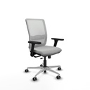 Haches traslack malla blanca similpiel gris claro brazos 3D base aluminio ruedas 65mm engomadas