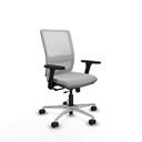 Haches traslack malla blanca similpiel gris claro brazos 3D base aluminio ruedas 65mm nailon