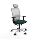 Haches traslack malla blanca similpiel verde botella brazos 1D base aluminio cabecero malla 2D ruedas 65mm nailon