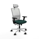 Haches traslack malla blanca similpiel verde botella brazos 2D base blanca cabecero malla 2D ruedas 65mm nailon