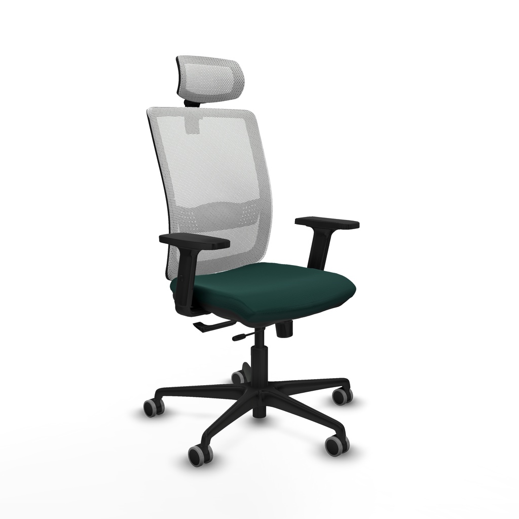 Haches traslack malla blanca similpiel verde botella brazos 2D base nailon cabecero malla 2D ruedas 65mm engomadas