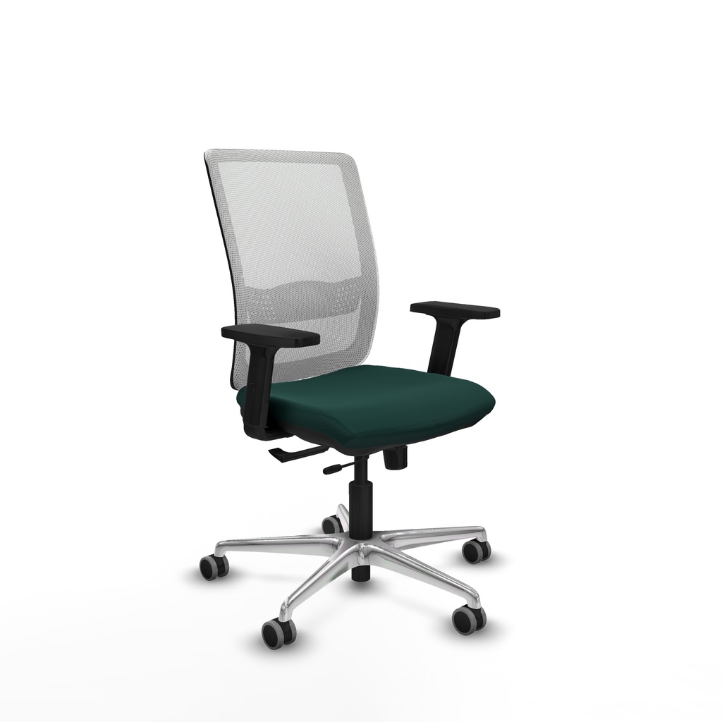 Haches traslack malla blanca similpiel verde botella brazos 2D base aluminio ruedas 65mm engomadas