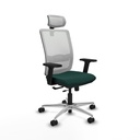 Haches traslack malla blanca similpiel verde botella brazos 2D base aluminio cabecero malla 2D ruedas 65mm nailon
