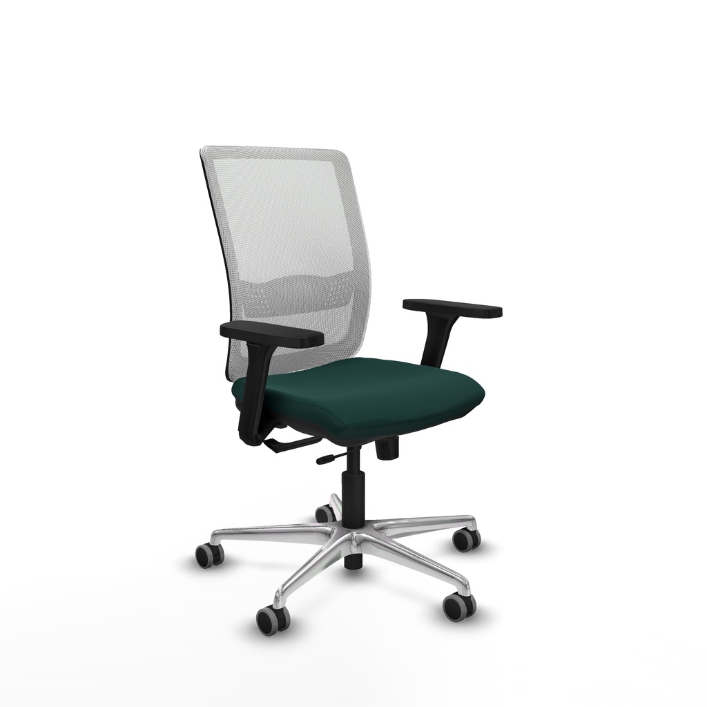 Haches traslack malla blanca similpiel verde botella brazos 3D base aluminio ruedas 65mm engomadas