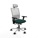 Haches traslack malla blanca similpiel verde botella brazos 3D base aluminio cabecero malla 2D ruedas 65mm nailon