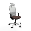 Haches traslack malla blanca similpiel marrón oscuro brazos 1D base aluminio cabecero malla 2D ruedas 65mm engomadas