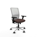 Haches traslack malla blanca similpiel marrón oscuro brazos 3D base aluminio ruedas 65mm engomadas