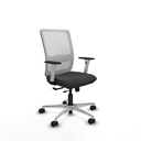 Haches traslack malla blanca similpiel gris oscuro brazos blancos base aluminio ruedas 65mm nailon