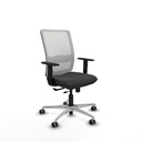 Haches traslack malla blanca similpiel gris oscuro brazos 1D base aluminio ruedas 65mm engomadas