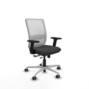 Haches traslack malla blanca similpiel gris oscuro brazos 2D base aluminio ruedas 65mm engomadas