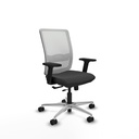 Haches traslack malla blanca similpiel gris oscuro brazos 2D base aluminio ruedas 65mm nailon