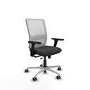 Haches traslack malla blanca similpiel gris oscuro brazos 3D base aluminio ruedas 65mm engomadas