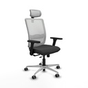 Haches traslack malla blanca similpiel gris oscuro brazos 3D base aluminio cabecero malla 2D ruedas 65mm engomadas