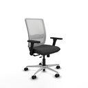 Haches traslack malla blanca similpiel gris oscuro brazos 3D base aluminio ruedas 65mm nailon