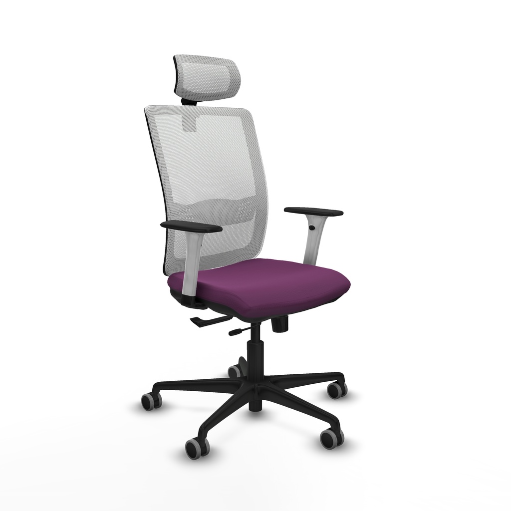 Haches traslack malla blanca similpiel morado brazos blancos base nailon cabecero malla 2D ruedas 65mm engomadas