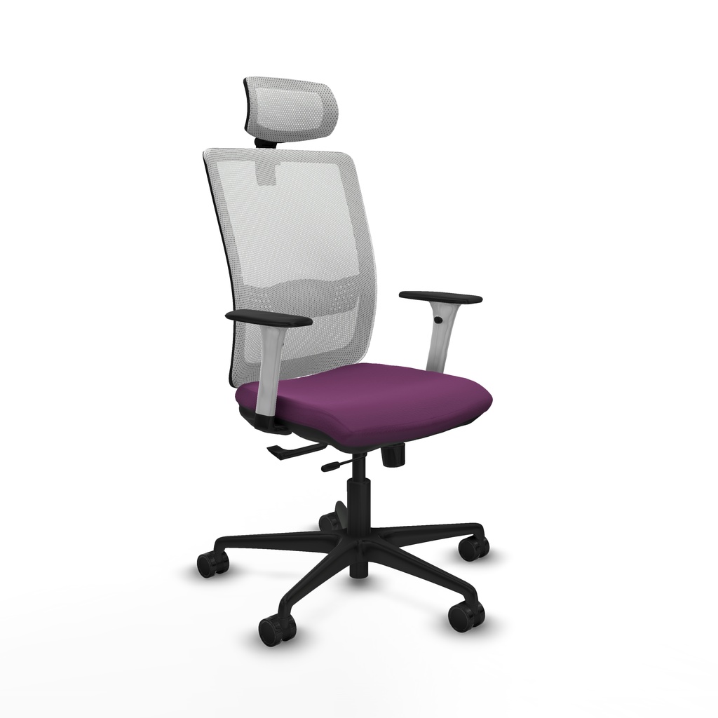Haches traslack malla blanca similpiel morado brazos blancos base nailon cabecero malla 2D ruedas 65mm nailon